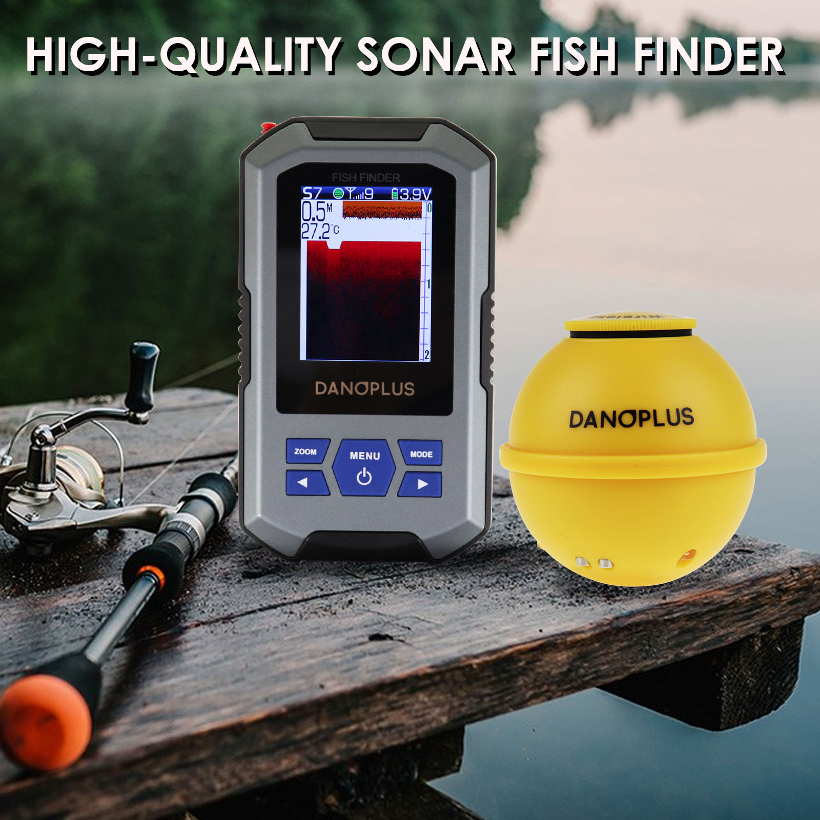 DP-104 Wireless Fish Finder Portable Fishfinder 147 Feet Sonar Sensor Rechargeable Depth Finders Kayak Fishing Accessories for Sea Fishing, Ice Fishing, Boat Fishing DP-104 Wireless Fish Finder Portable Fishfinder 147 Feet Sonar Sensor Rechargeable Depth Finders Kayak Fishing Accessories for Sea Fishing, Ice Fishing, Boat Fishing