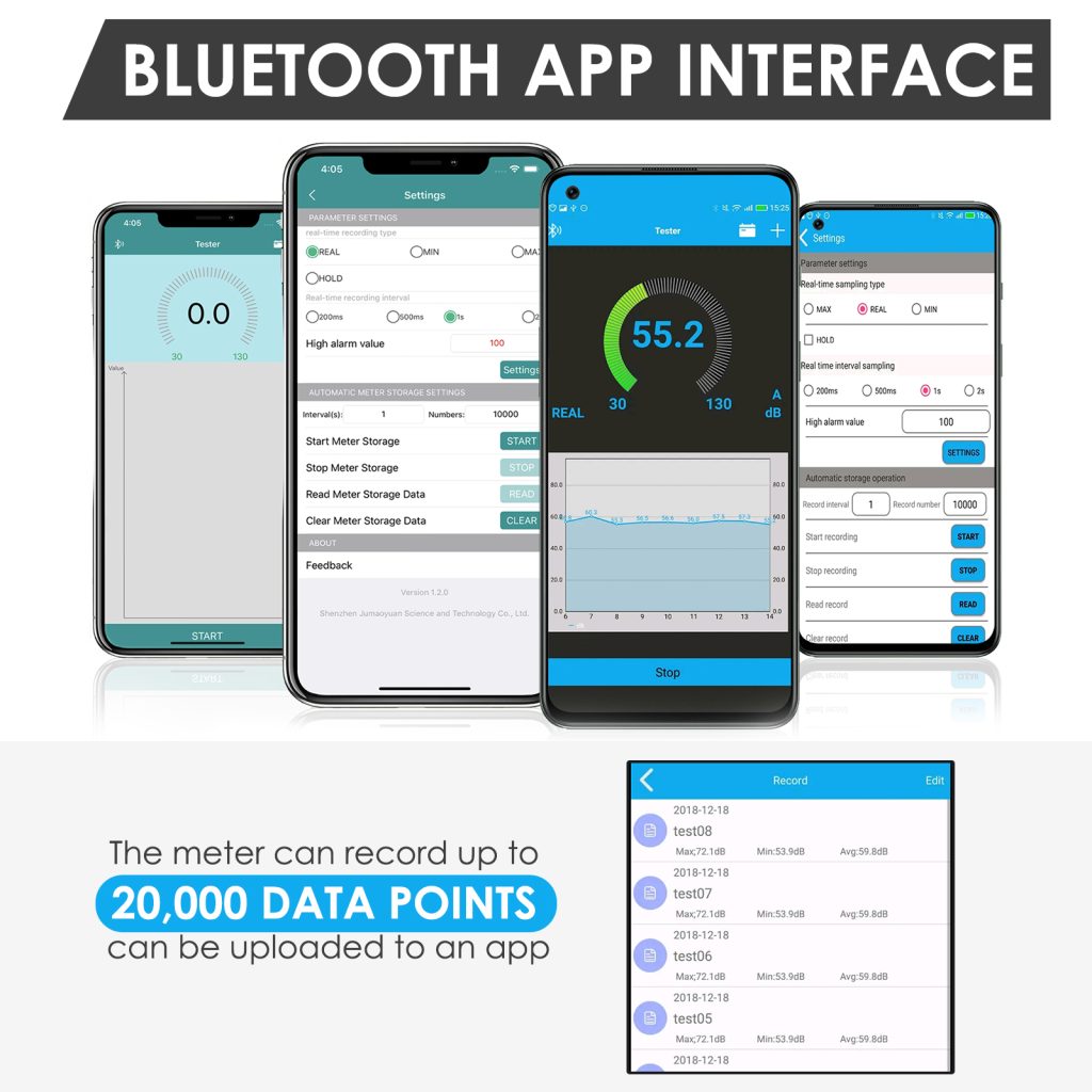DP379 Decibel Meter Wireless Sound Decibel Meter with App Data Logging Bluetooth Portable Sound
