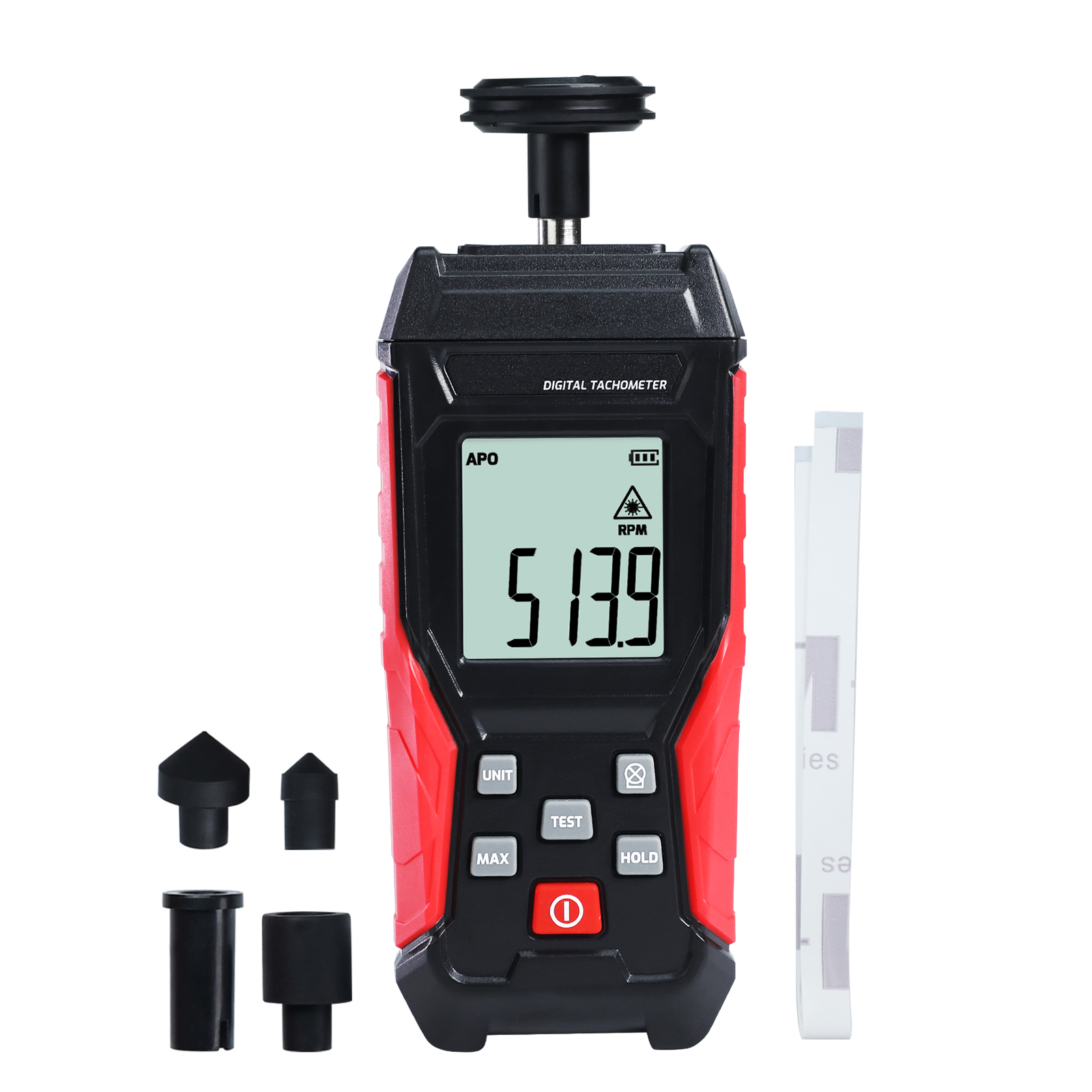DP-401 Digital 2-in-1 Tachometer Noncontact Laser Photo Sensor 3~99999RPM and Contact 3~19999RPM Meter RPM Gauge Tester Professional MAX/MIN/Hold Data, Handheld Car Engine Tool