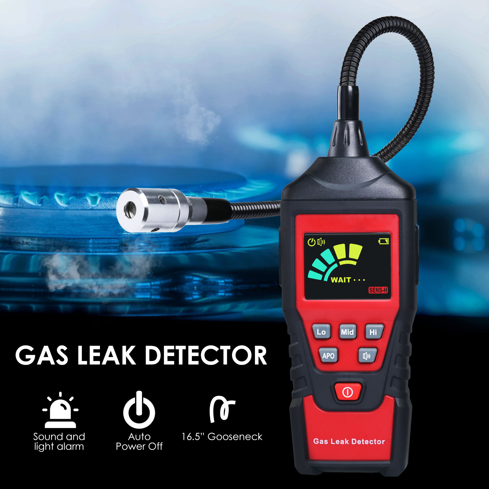 DP-425 Natural Gas Leak Detector 16.5-inch Gooseneck Gas Leak Detector, Natural Gas Detector for Locating The Source of Propane, Natural Gas, Combustible Gas Leak for Home and RV with Audible&Visual DP-425 Natural Gas Leak Detector 16.5-inch Gooseneck Gas Leak Detector, Natural Gas Detector for Locating The Source of Propane, Natural Gas, Combustible Gas Leak for Home and RV with Audible&Visual
