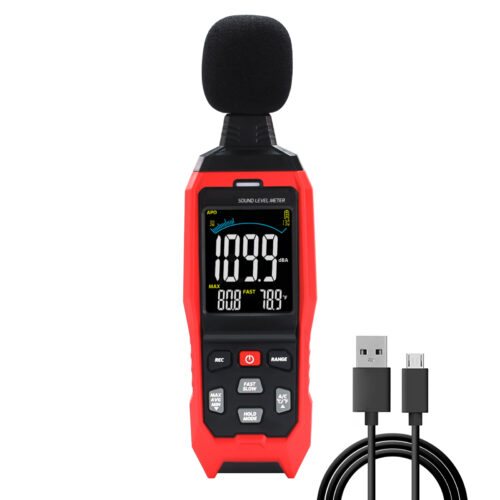 DP-390 Decibel Meter with Data Logging Sound Decibel Meter Data Logger, 30~130dB Sound Level Meter with Audible Visual Alarm, Sound Meter with Export Data, PC Connection, Temperature, Analog Bar Indicator
