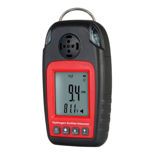 DP-8822 H2S Monitor Digital H2S Monitor Clip On 0~100ppm H2S Gas Detector with Buzzer and Red Indicator Alarm, LCD Backlight Hydrogen Sulfide Detector Display h2s & °C/°F Temperature for Various environments